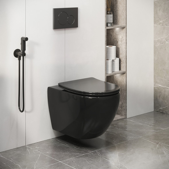 Унитаз Grossman GR-4411blackS подвесной Черный глянец с сиденьем Микролифт Унитаз Grossman GR-4411blackS подвесной Черный глянец с сиденьем Микролифт