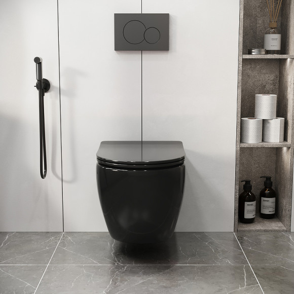 Унитаз Grossman GR-4411blackS подвесной Черный глянец с сиденьем Микролифт Унитаз Grossman GR-4411blackS подвесной Черный глянец с сиденьем Микролифт