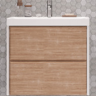 Тумба под раковину Velvex Gesso 70 tp.GES.9696.70.2Y подвесная Белая матовая Дуб сонома