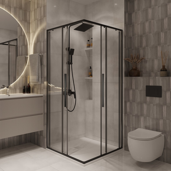 Душевой уголок Niagara Nova 90х90 NG-6823-34BLACK профиль Черный матовый стекло прозрачное Душевой уголок Niagara Nova 90х90 NG-6823-34BLACK профиль Черный матовый стекло прозрачное