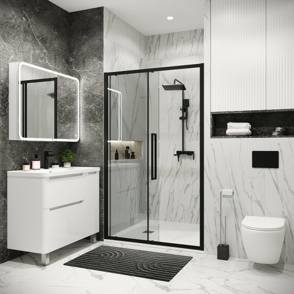 Душевая дверь Grossman Cosmo 130 100.K33.02.130.21.00 профиль Черный матовый стекло прозрачное Душевая дверь Grossman Cosmo 130 100.K33.02.130.21.00 профиль Черный матовый стекло прозрачное