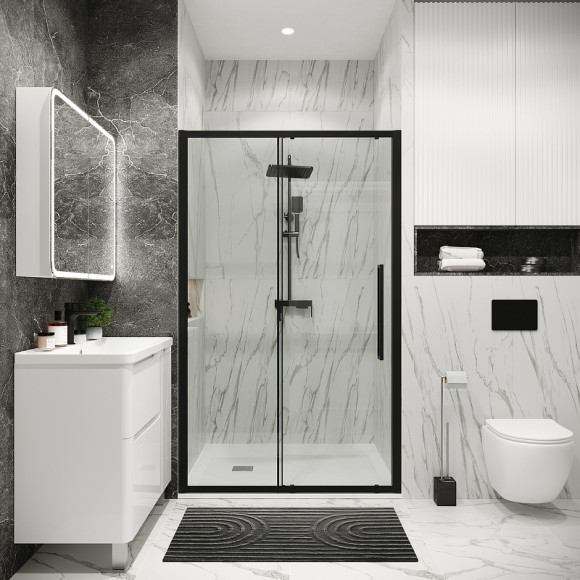 Душевая дверь Grossman Cosmo 130 100.K33.02.130.21.00 профиль Черный матовый стекло прозрачное Душевая дверь Grossman Cosmo 130 100.K33.02.130.21.00 профиль Черный матовый стекло прозрачное