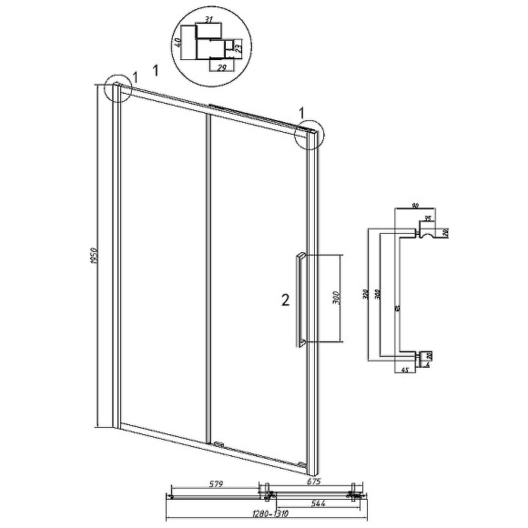 Душевая дверь Grossman Cosmo 130 100.K33.02.130.21.00 профиль Черный матовый стекло прозрачное Душевая дверь Grossman Cosmo 130 100.K33.02.130.21.00 профиль Черный матовый стекло прозрачное
