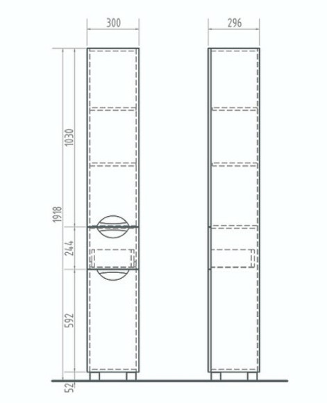 Шкаф пенал Vigo Callao 30 pn.CAL.30 с бельевой корзиной Белый