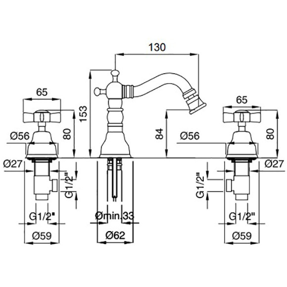 Смеситель для биде Migliore Princeton 19364 Состаренный хром