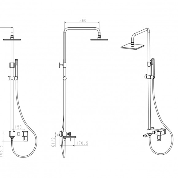 Душевая система Boheme Q 148-BB.2 Черная