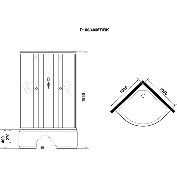 Душевая кабина Niagara Promo 100x100 P100/40/MT/BK без гидромассажа Душевая кабина Niagara Promo 100x100 P100/40/MT/BK без гидромассажа