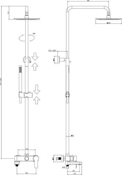 Комплект смесителей Paffoni Light KITCOL632NO71 Черный матовый