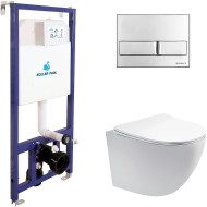 Комплект унитаза Aquatek Европа AQ1900-00 с инсталляцией Koller Pool DUNE1200SL+Neon с сиденьем Микролифт и клавишей смыва Хром Комплект унитаза Aquatek Европа AQ1900-00 с инсталляцией Koller Pool DUNE1200SL+Neon с сиденьем Микролифт и клавишей смыва Хром