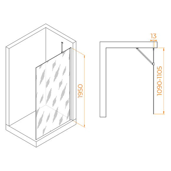 Душевая перегородка RGW Walk In WA-110W 110 351011011-15 профиль Белый стекло прозрачное Душевая перегородка RGW Walk In WA-110W 110 351011011-15 профиль Белый стекло прозрачное