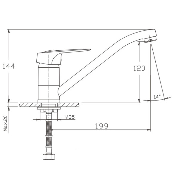 Смеситель для кухни Haiba HB4937 Хром Смеситель для кухни Haiba HB4937 Хром