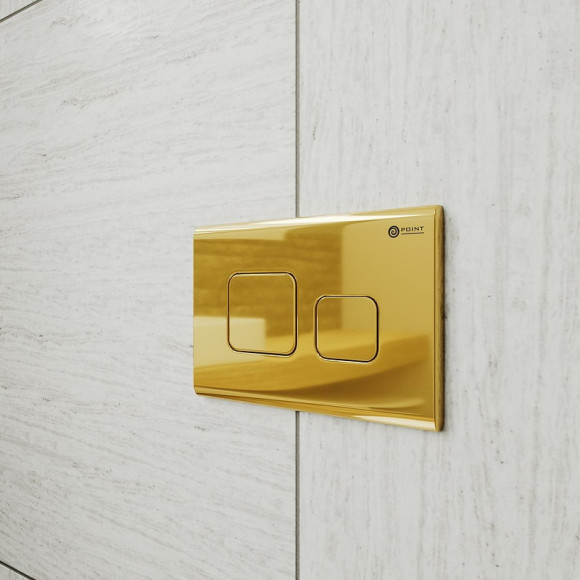 Комплект унитаза с инсталляцией Point Виктория PN48076G с сиденьем Микролифт и клавишей смыва Золото