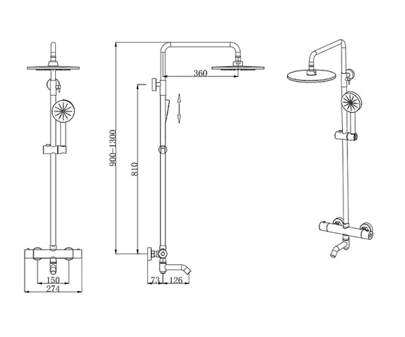 Душевая система Bronze de Luxe Scandi 11060B Черный матовый