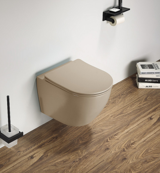 Унитаз CeramaLux 2197MC подвесной Капучино матовый с сиденьем Микролифт Унитаз CeramaLux 2197MC подвесной Капучино матовый с сиденьем Микролифт