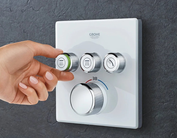 Смеситель для душа Grohe Grohtherm SmartControl 29157LS0 с термостатом Белая луна Смеситель для душа Grohe Grohtherm SmartControl 29157LS0 с термостатом Белая луна