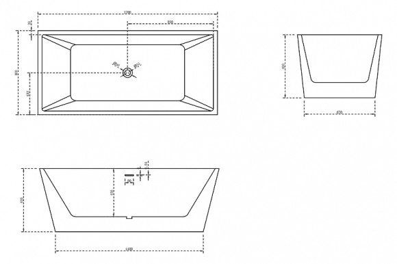 Акриловая ванна Abber AB9224-1.7 170x80 без гидромассажа