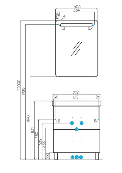 Тумба под раковину Aquaton Америна 67 Н 1A169301AM010 Белая глянцевая