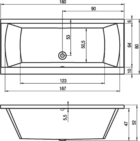 Акриловая ванна Riho Julia 180x80 B025001005 (BA7200500000000) без гидромассажа