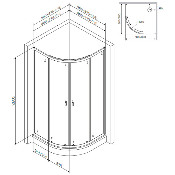 Душевой уголок AM.PM X-Joy Twin Slide 80х80 W88G-205-080MT64 профиль Хром матовый стекло прозрачное Душевой уголок AM.PM X-Joy Twin Slide 80х80 W88G-205-080MT64 профиль Хром матовый стекло прозрачное