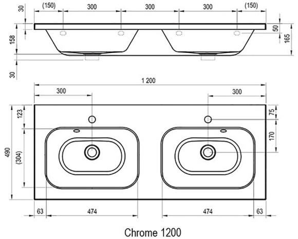 Раковина Ravak Chrome 120 XJG01112000 двойная Белая Раковина Ravak Chrome 120 XJG01112000 двойная Белая