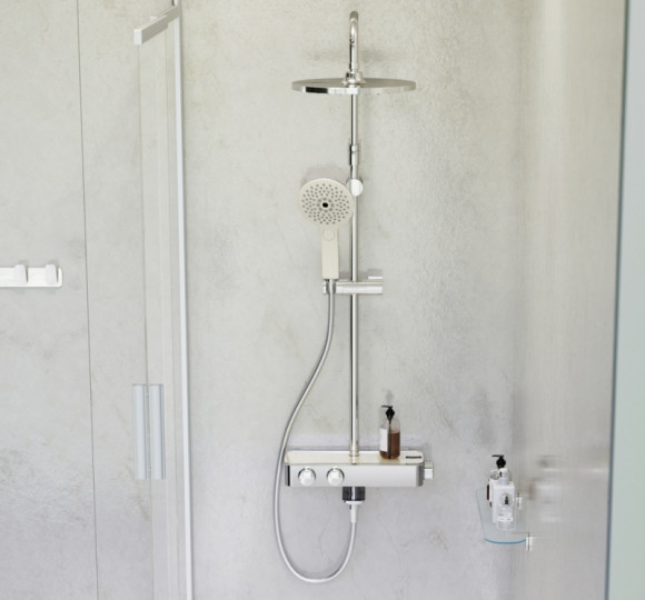 Комплект акриловой ванны AM.PM Inspire V2.0 180x80 WK52EB без гидромассажа с душевой системой со шторкой и аксессуарами