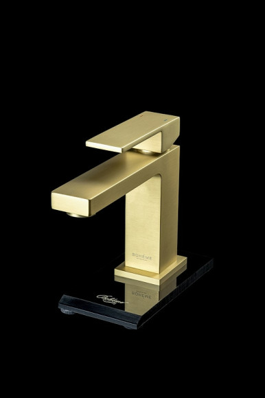 Смеситель для раковины Boheme Qubic 471-MG Золото матовое