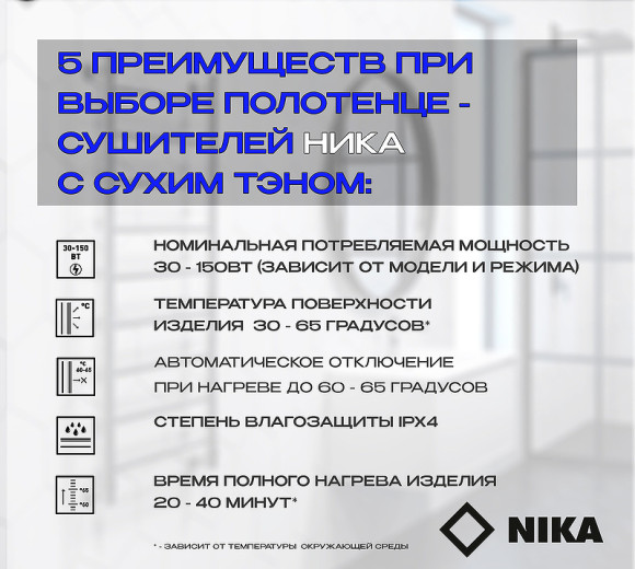 Электрический полотенцесушитель Ника Way-3 80/50 U с полкой Белый матовый Электрический полотенцесушитель Ника Way-3 80/50 U с полкой Белый матовый