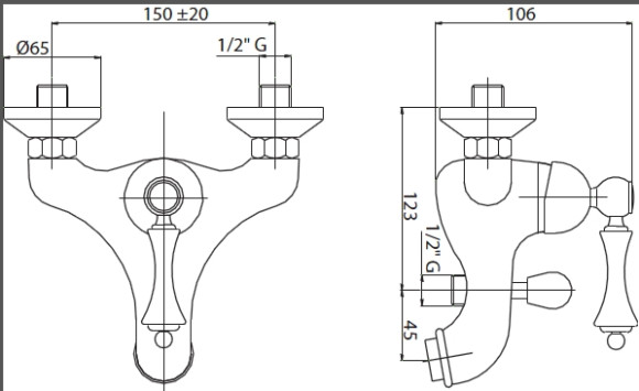 Смеситель для ванны Cezares Margot MARGOT-VM-02-Bi Бронза