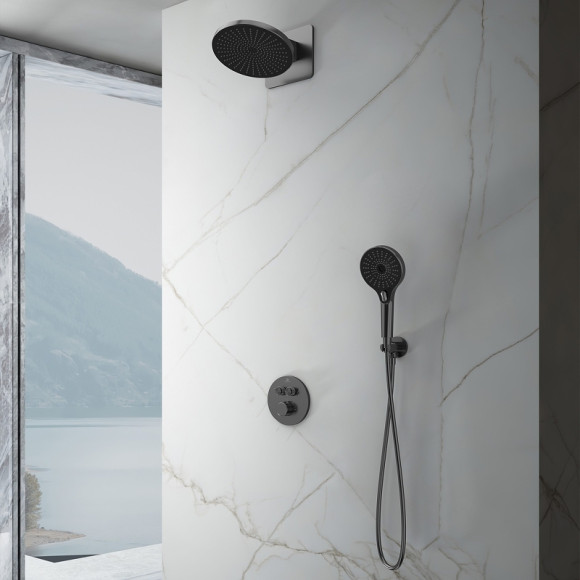 Душевая система Vincea Inspire VSFW-3I22MT5GM с термостатом Вороненая сталь
