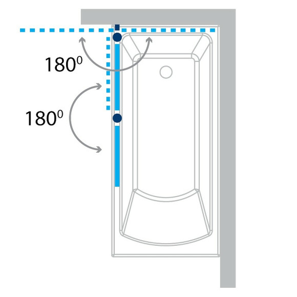 Шторка на ванну Koller Pool Waterfall Line 115 L QP97 профиль Хром стекло рифленое