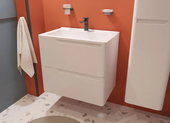 Тумба с раковиной Эстет Kare Luxe 70 ФР-00007073 подвесная Белая