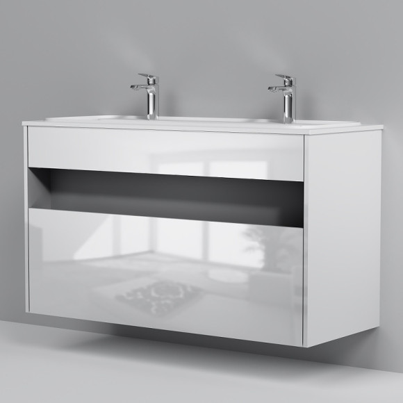 Тумба под раковину AM.PM Func 120 M8FFUX1201WG подвесная Белая глянцевая Тумба под раковину AM.PM Func 120 M8FFUX1201WG подвесная Белая глянцевая