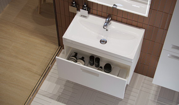 Тумба под раковину Velvex Estea 80 tp.EST.MOD.80.1Y подвесная Белая матовая