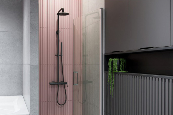 Душевая система Excellent Pi Rain AREX.1281BL Черная матовая