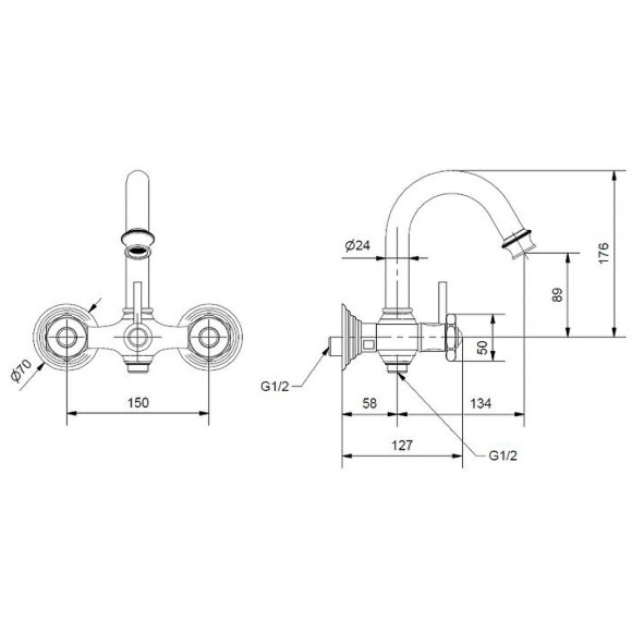 Смеситель для ванны Cezares Aphrodite APHRODITE-V-02-S1 Бронза