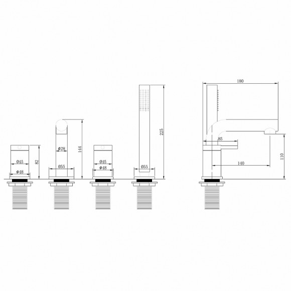 Смеситель на борт ванны Abber Emotion AF8813NG Никель Смеситель на борт ванны Abber Emotion AF8813NG Никель
