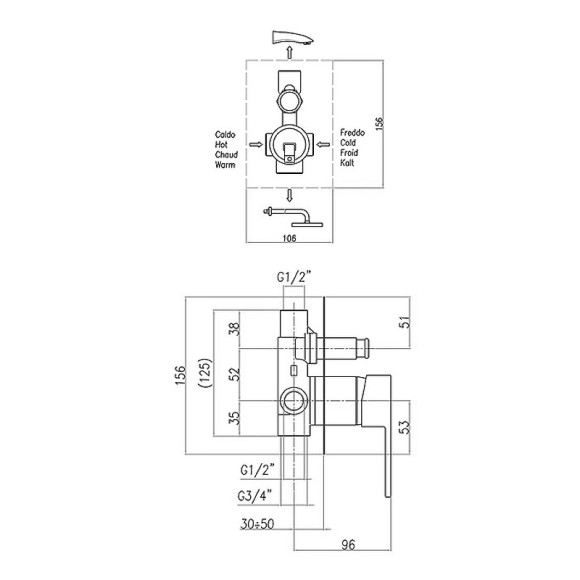 Смеситель для душа Webert Pegaso PE860101010 Золото