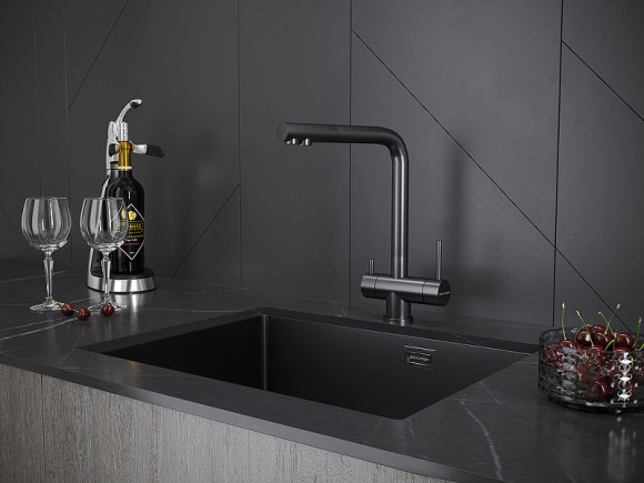 Смеситель для кухни Paulmark Skalen Sk213020-GM Вороненая сталь