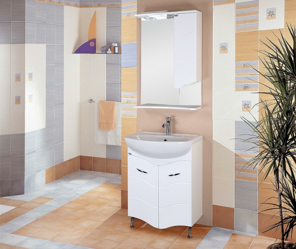 Зеркало со шкафом Onika Лайн 58.01 R 205820 с подсветкой Белое Зеркало со шкафом Onika Лайн 58.01 R 205820 с подсветкой Белое