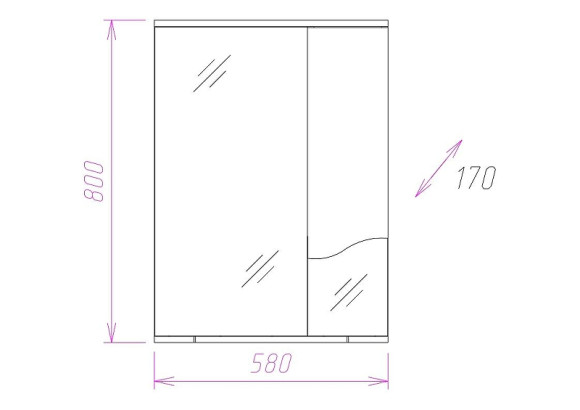 Зеркало со шкафом Onika Лайн 58.01 R 205820 с подсветкой Белое Зеркало со шкафом Onika Лайн 58.01 R 205820 с подсветкой Белое