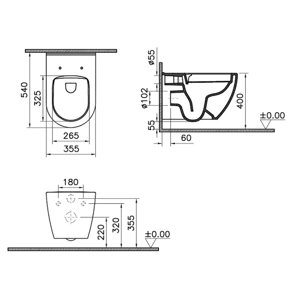 Унитаз Vitra Mia Round SmoothFlush 7510B003-0075 подвесной без сиденья