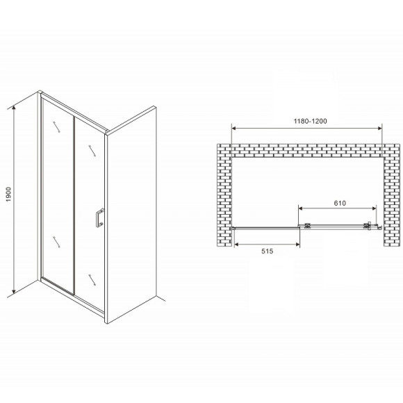 Душевая дверь Abber Schwarzer Diamant 120 AG301205 профиль Хром стекло прозрачное Душевая дверь Abber Schwarzer Diamant 120 AG301205 профиль Хром стекло прозрачное