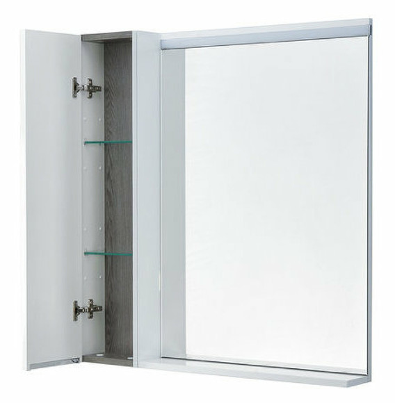 Зеркало со шкафом Aquaton Рене 80 L 1A222502NRC80 с подсветкой Белый Грецкий орех