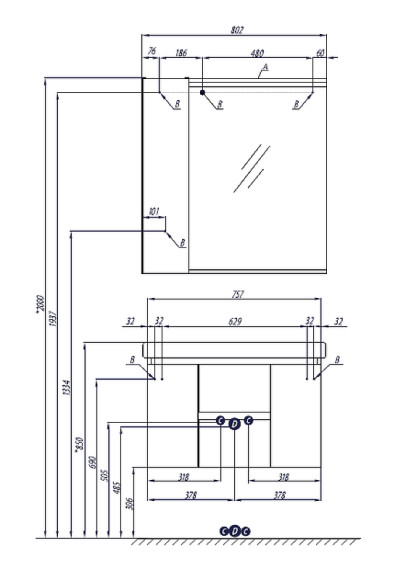 Зеркало со шкафом Aquaton Рене 80 L 1A222502NRC80 с подсветкой Белый Грецкий орех