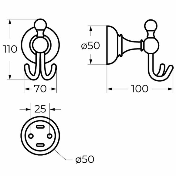 Двойной крючок Cezares Aphrodite APHRODITE-DHK1-02-M Бронза