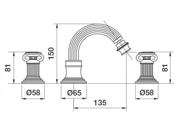Смеситель для биде Cezares Olimp OLIMP-BBS2-03/24-Sw Золото 24 карат Смеситель для биде Cezares Olimp OLIMP-BBS2-03/24-Sw Золото 24 карат