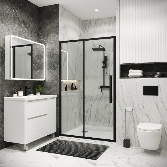 Душевая дверь Grossman Cosmo 140 100.K33.02.140.21.00 профиль Черный матовый стекло прозрачное Душевая дверь Grossman Cosmo 140 100.K33.02.140.21.00 профиль Черный матовый стекло прозрачное