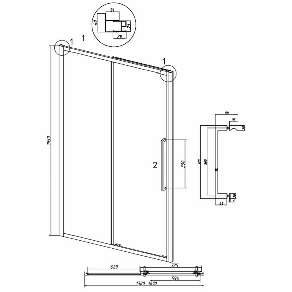 Душевая дверь Grossman Cosmo 140 100.K33.02.140.21.00 профиль Черный матовый стекло прозрачное Душевая дверь Grossman Cosmo 140 100.K33.02.140.21.00 профиль Черный матовый стекло прозрачное