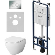 Комплект унитаза с инсталляцией AM.PM Spirit V2.0 FlashClean IS100151.701700 с сиденьем Микролифт и клавишей смыва Хром глянцевый