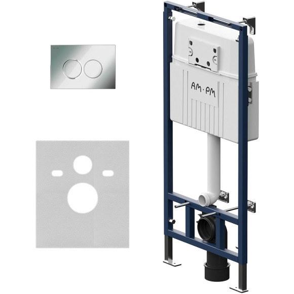 Комплект унитаза с инсталляцией AM.PM Spirit V2.0 FlashClean IS100151.701700 с сиденьем Микролифт и клавишей смыва Хром глянцевый Комплект унитаза с инсталляцией AM.PM Spirit V2.0 FlashClean IS100151.701700 с сиденьем Микролифт и клавишей смыва Хром глянцевый